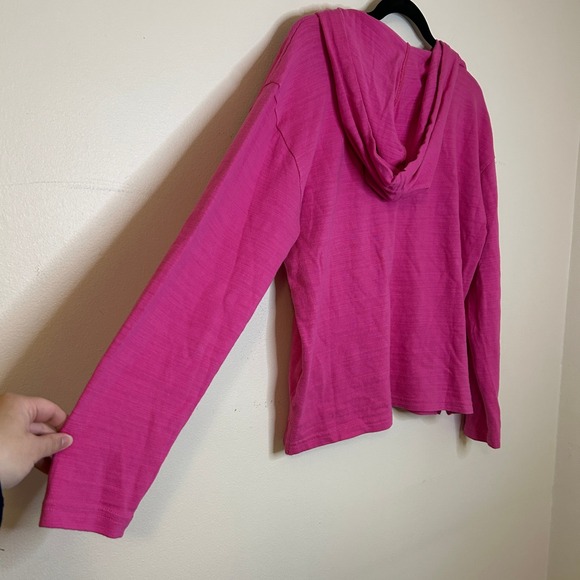 J.Crew Womens Cotton V-Neck Hoodie Pink Long Sleeve Size M - Picture 6 of 6